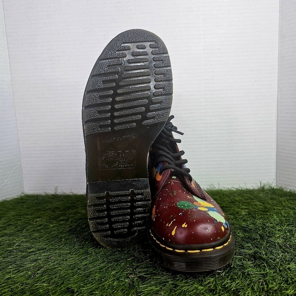 Dr. Martens 1460 Cherry Splatter Smooth Leather Combat Boots - Picture 9 of 10